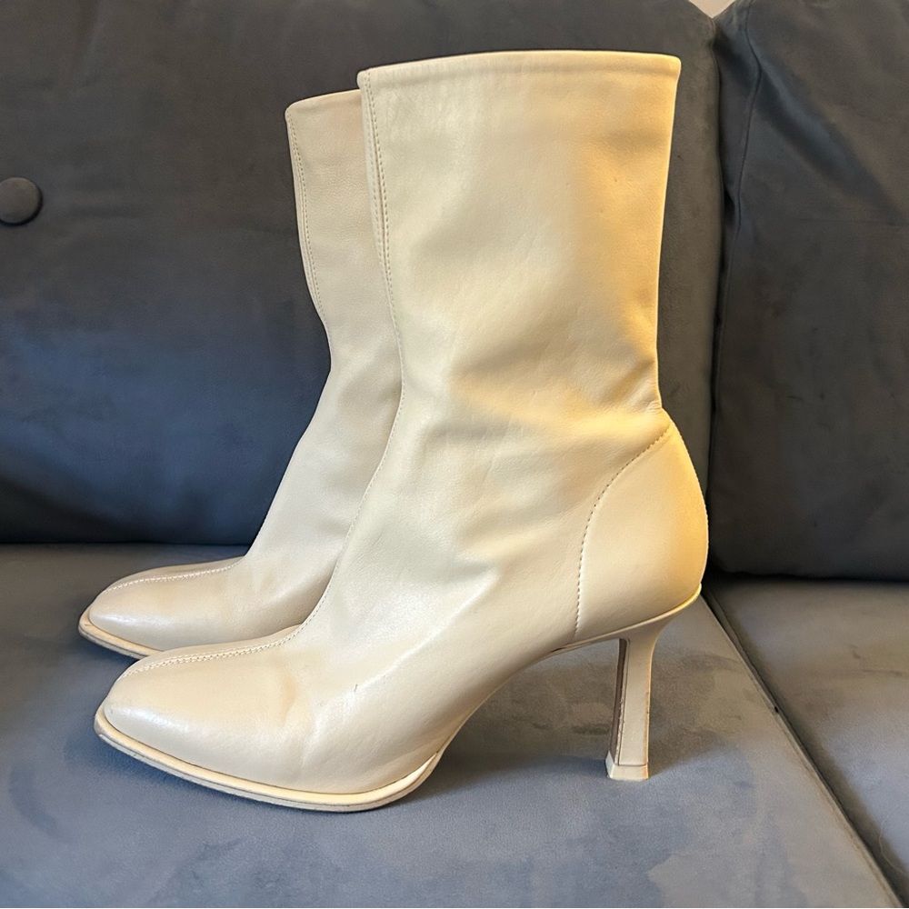 Zara Mid Calf Cream Boots